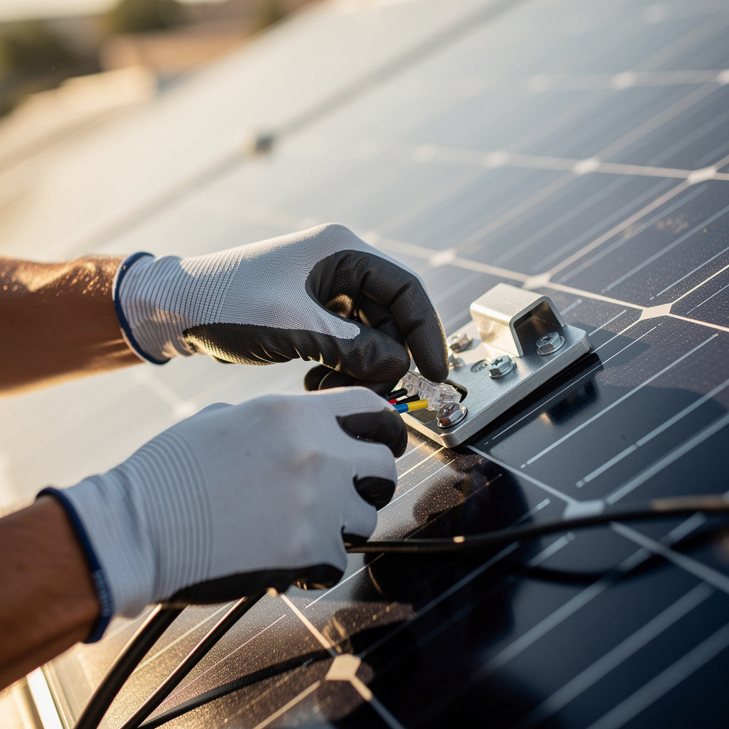 Solar Energy Sistems CA San Diego expert technician installing solar panels on a San Diego home